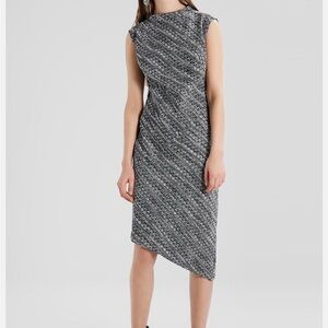 Banana Republic Asymmetrical Mock Neck Tweed Dress
